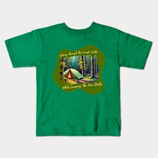 Forest Serenity: Camping Amongst Echoes and Trees Kids T-Shirt